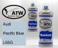 Preview: Audi, Pacific Blue, L55G: 400ml Sprühdose + 400ml Klarlack - Set, von ATW Autoteile West.